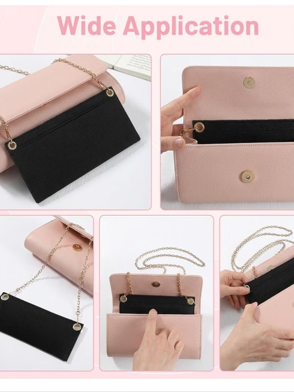 Clutch Cross-body Or Shoulder Conversion Insert - Chain NOT Included - Picture 3 of 6